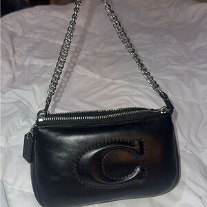 Coach Black Leather Shoulder Bag with Chain Strap Nolita 19